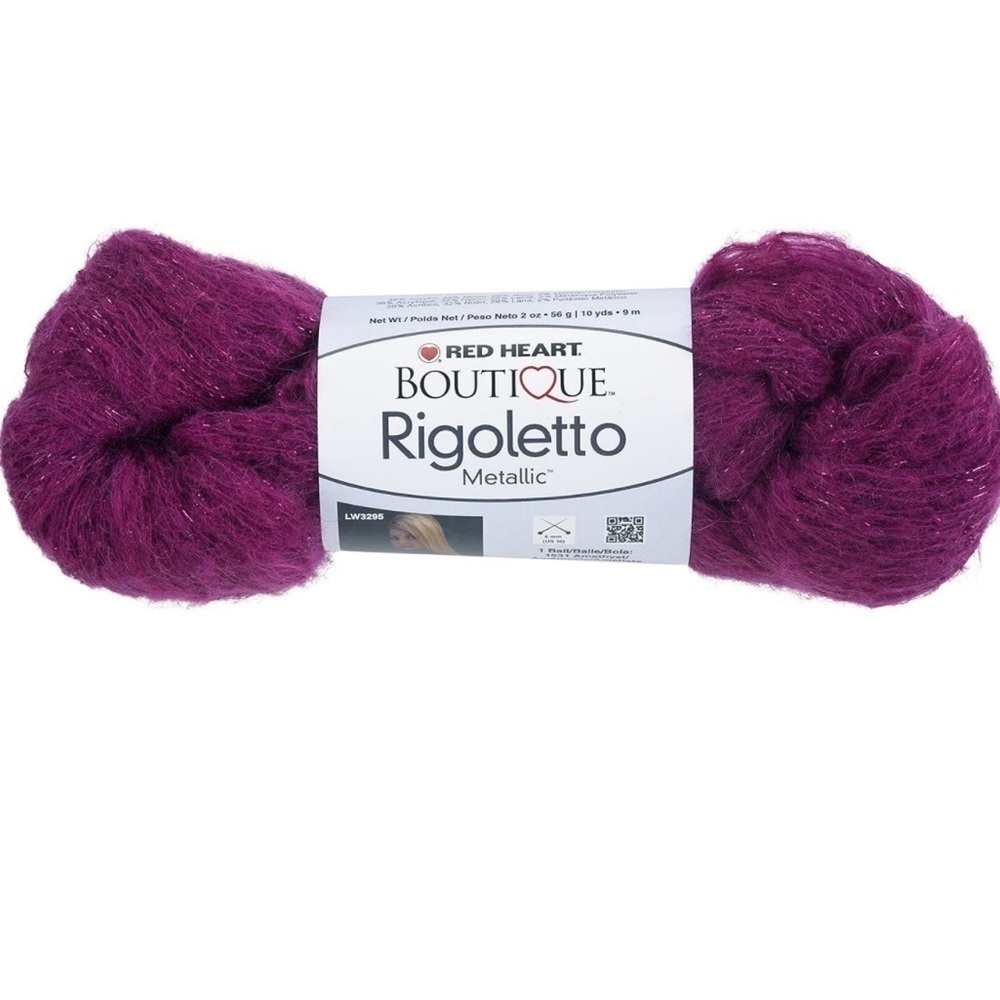 Lot of 12 Red Heart Boutique Rigoletto Metallic Skeins, Hot Pink